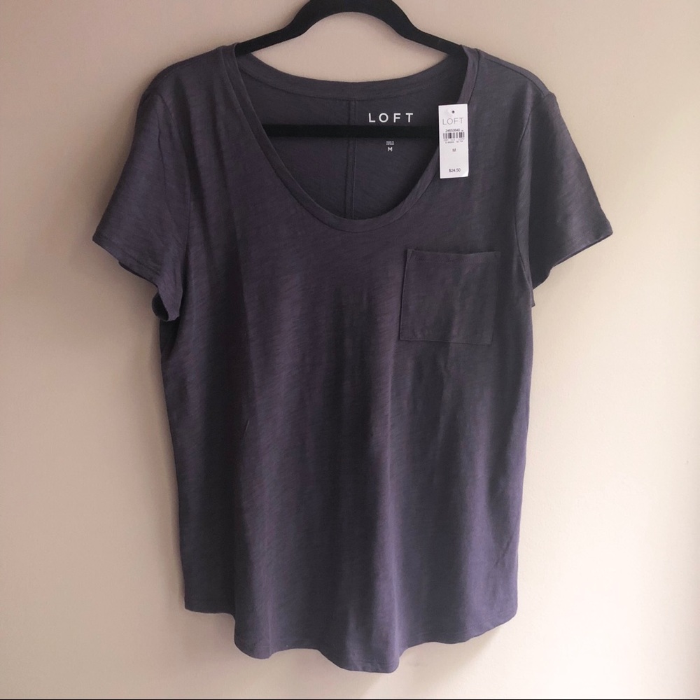 NWT Loft Vintage Pocket Tee purple